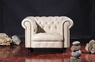 Офисный диван Боттичелли-1 кожа Stella/комбинированная бежевый