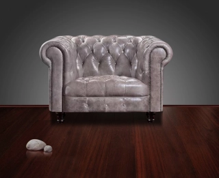 Офисный диван Боттичелли-1 кожа Stella/комбинированная серый