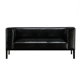 Офисный диван Верди-2 кожа Stella/комбинированная черный