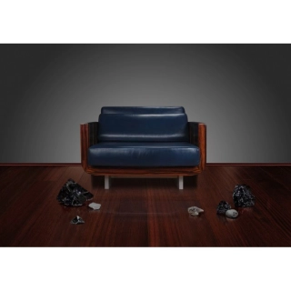 Офисный диван Дао-1 (ТА 01А) кожа Stella/комбинированная синий