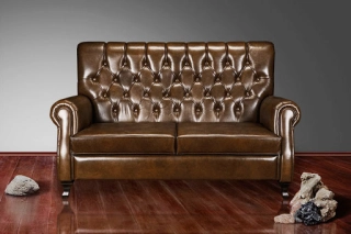 Офисный диван Рубенс-2 кожа Stella/комбинированная темно-коричневый