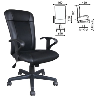офисный стул Optima MG-370, с подлокотниками, экокожа/ткань, черное