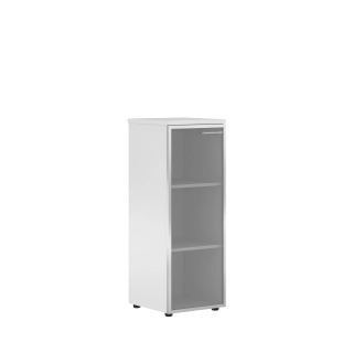 Шкаф колонка со стеклянной дверью в алюминиевой раме (L) и топом 432х432х1190