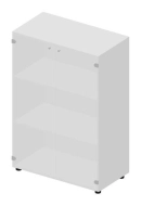 Шкаф для документов (2 белые матовые стеклянные двери, 2 полки, ручки - алюминий) OMMS564BL