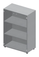 Шкаф для документов (2 стеклянные тонированные двери, 2 полки, ручки - алюминий) OMMS564TN