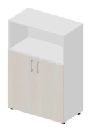 Шкаф для документов (2 двери + ниша, 2 полки, ручки - алюминий) OMMS568
