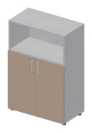 Шкаф для документов (2 двери + ниша, 2 полки, ручки - алюминий) OMMS568