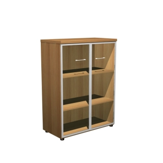 Шкаф для документов средний со стеклянными прозрачными дверьми в рамке