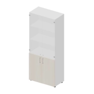 Шкаф для документов (2 двери+2 белые матовые стеклянные двери, 4 полки, ручки - алюминий) OMHS834BL