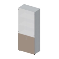 Шкаф для документов (2 двери+2 белые матовые стеклянные двери, 4 полки, ручки - алюминий) OMHS834BL
