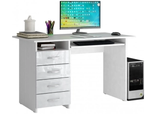 Компьютерный стол Милан-3 глянец белый / белый