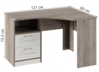 Письменный стол угловой с ящиками Брауни ТД-313.15.03 фон бежевый с рисунком / дуб сонома трюфель