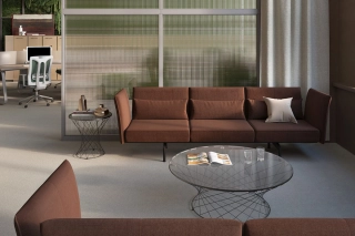 Офисный диван Бетховен 3 экокожа коричневый