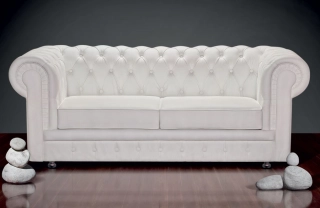 Офисный диван Боттичелли Люкс-2 кожа Stella/комбинированная белый