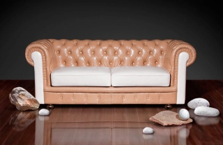 Офисный диван Боттичелли Люкс-2 кожа Stella/комбинированная коричневый/белый