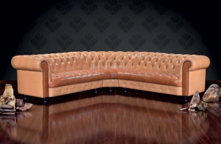 Офисный диван Боттичелли Энгл-2L2RU кожа Stella/комбинированная коричневый