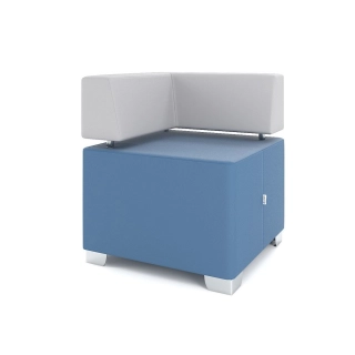 Офисный диван Модуль M2-1V угловой одноместный, синий/серый