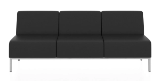 Офисный диван КОМПАКТ прямая 3-местная секция черный P2 euroline