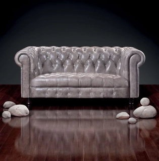 Офисный диван Боттичелли-2 кожа Stella/комбинированная серый