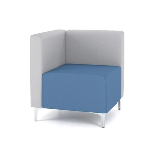 Офисный диван Модуль M6-1V угловой одноместный, синий/серый