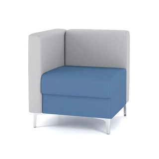 Офисный диван Модуль M6-1DL (1DR) угловой одноместный, синий/серый