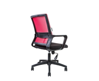 офисный стул Бит LB черный пластик красная сетка черная ткань