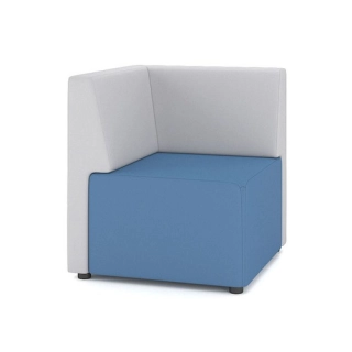 Офисный диван Модуль M10-1V угловой одноместный, синий/серый