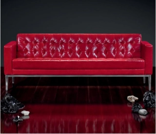 Офисный диван Шагал-2 кожа Stella/комбинированная красный