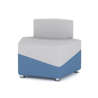 Офисный диван Модуль M15-1D5L (1D5R) одноместный, синий/серый