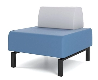 Офисный диван Модуль M26-1D одноместный, синий/серый