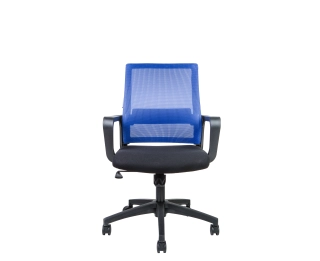 офисный стул Бит LB  черный пластик синяя сетка  черная ткань