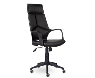 офисный стул IQ   (black plastic (black) черный пластик / черная экокожа