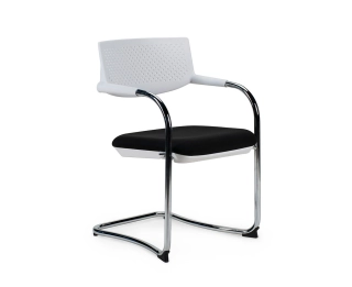 офисный стул Самба white CF хром белый пластик черная ткань