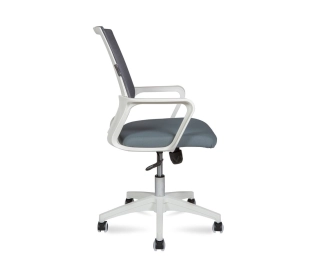 офисный стул Бит LB белый пластик  серая сетка  темно серая ткань