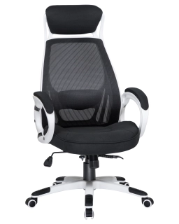 офисный стул 109BL_White-LMR STEVEN WHITE, цвет белый пластик, чёрная ткань