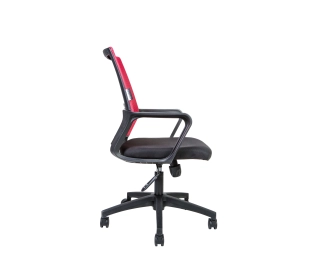 офисный стул Бит LB черный пластик красная сетка черная ткань