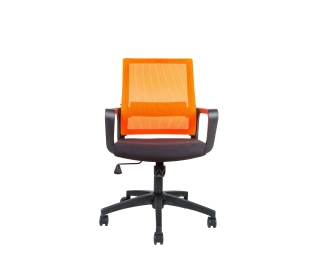 офисный стул Бит LB черный пластик оранжевая сетка черная ткань