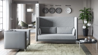Офисный диван ГРАФИТ Н 3-х местный диван низкий ультра белый/терракотовый ИК Домус