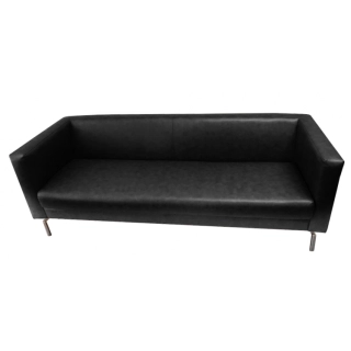 Офисный диван Моне-3 кожа Stella/комбинированная черный